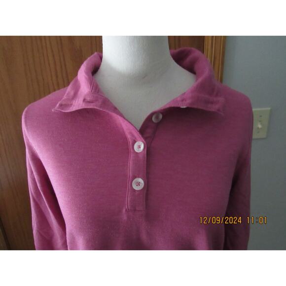 Croft & Barrow Pink Collared Sweatshirt w/Large Buttons- S - Picture 2 of 4